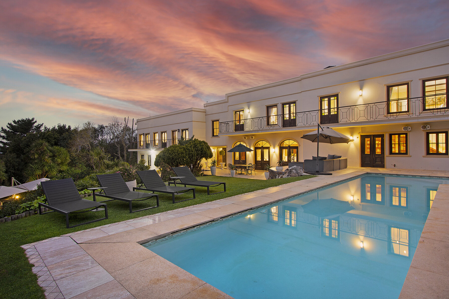 Lyonesse House and its heated pool in the Constantia valley